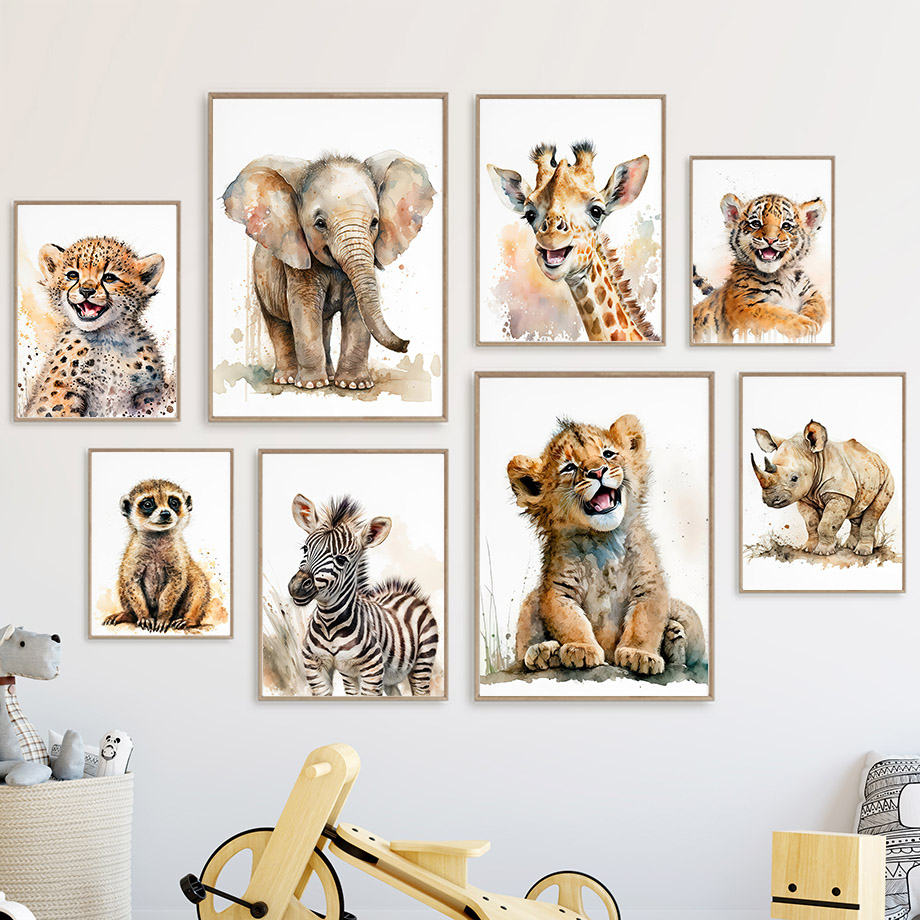 Baby Nursery Elephant - Elephant Giraffe Lion Tiger Zebra Nursery