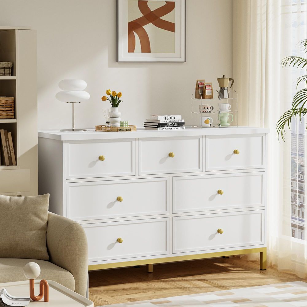 Drawer Dresser White - Modern 7Drawer White Dresser,47 White Wooden