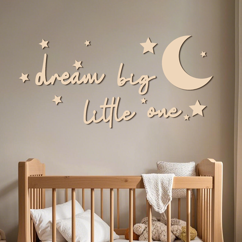Baby Nursery Wall Stickers - Dream Big Little One Wooden Signs
