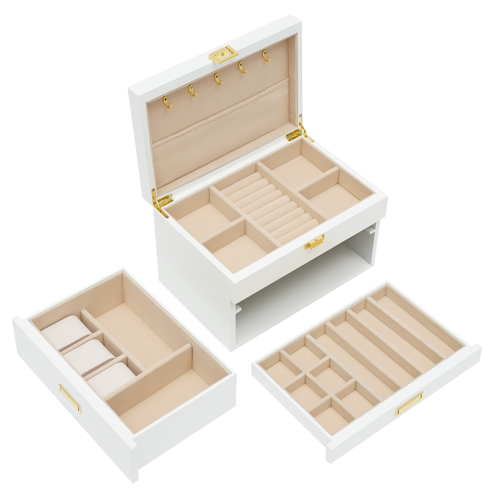 Drawer Dresser White - Elegant White Large Jewelry Storage Case
