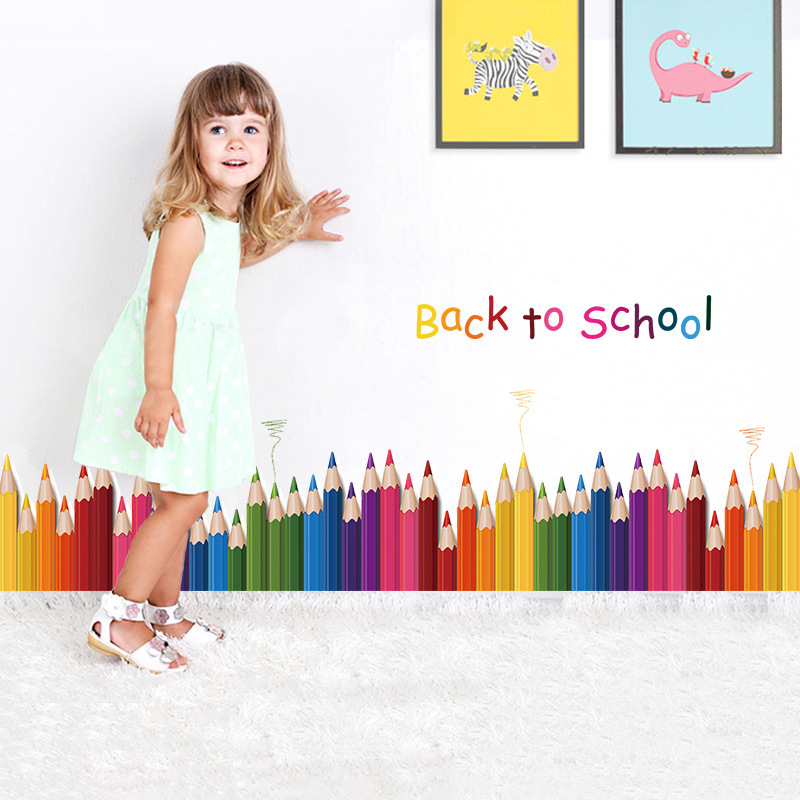 Baby Nursery Stickers - Cartoon Colour Pencil Baseboard Wall Stickers