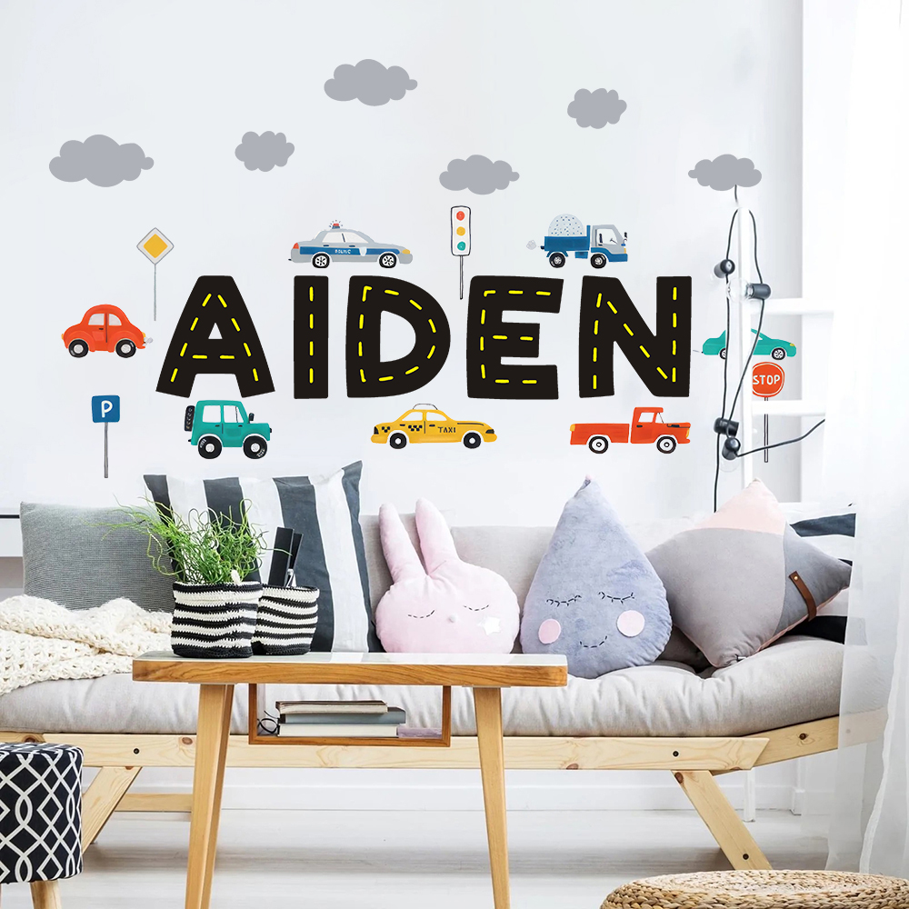 Custom Name Construction Vehic - Baby Nursery Wall Stickers ulasan dan harga