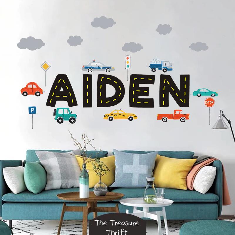 Custom Name Construction Vehic - Baby Nursery Wall Stickers ulasan dan harga
