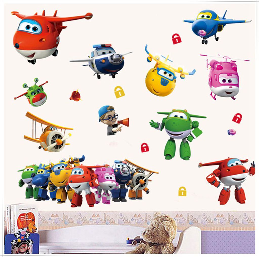 Hot Cartoon Super Wings Deform - Baby Nursery Wall Stickers ulasan dan harga