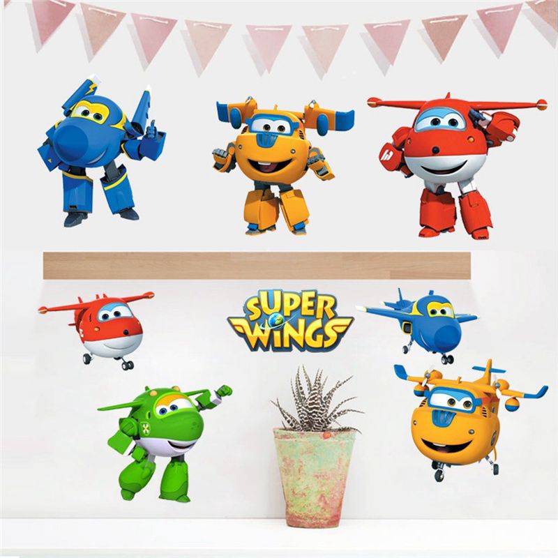 Hot Cartoon Super Wings Deform - Baby Nursery Wall Stickers ulasan dan harga