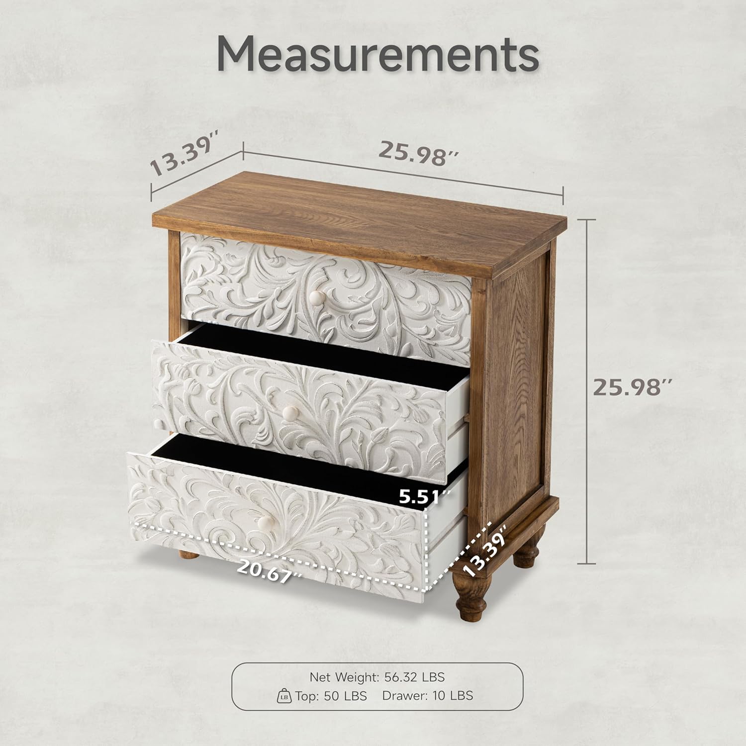 3 Drawer Farmhouse Dresser Emb - Drawer Dresser White ulasan dan harga