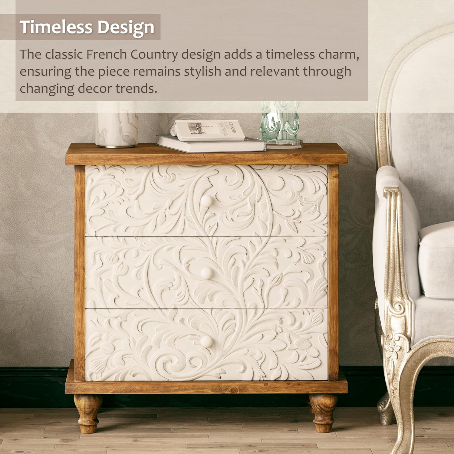 3 Drawer Farmhouse Dresser Emb - Drawer Dresser White ulasan dan harga