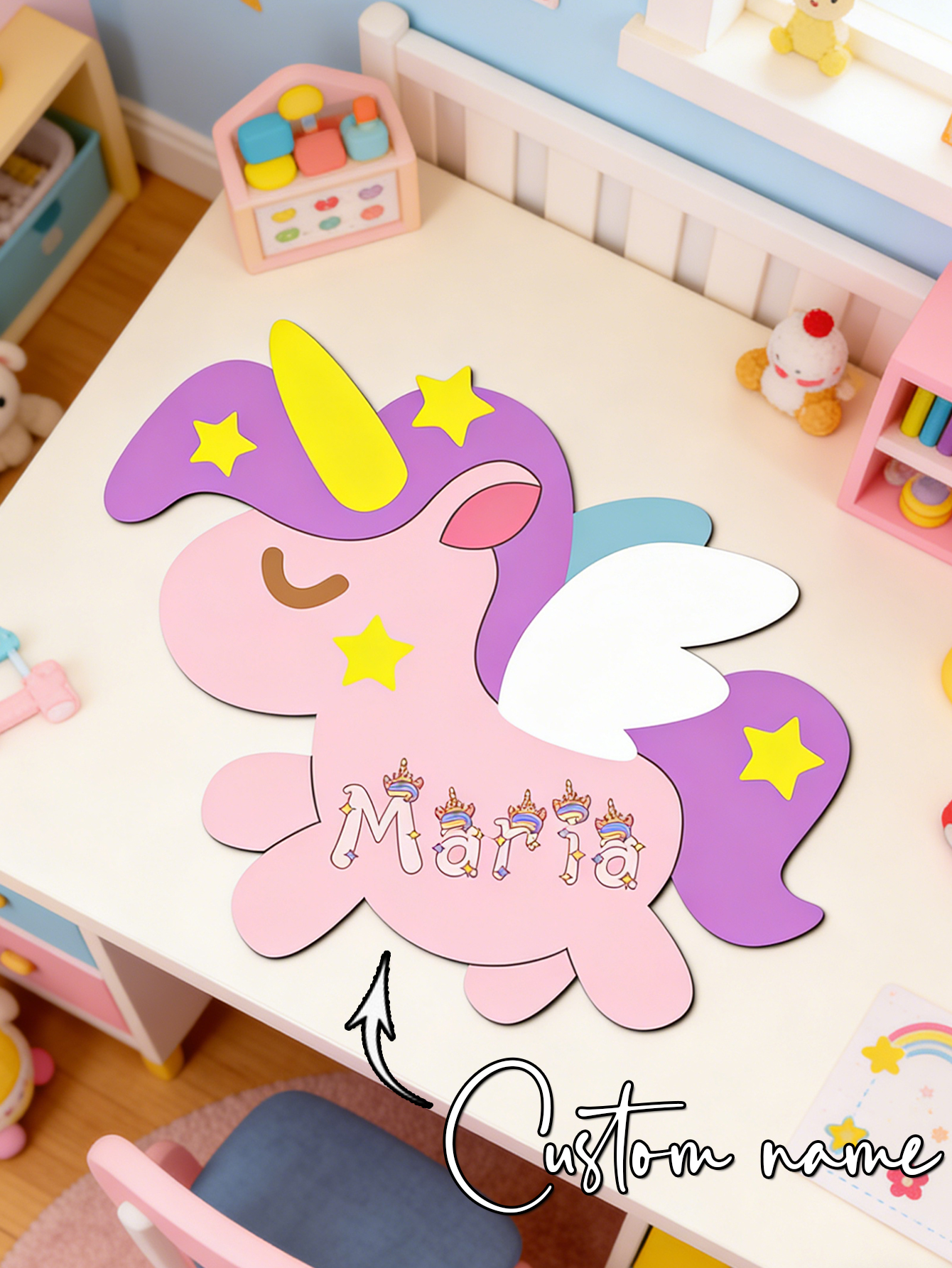 Custom Unicorn Wooden Name Sig - Baby Nursery Name ulasan dan harga