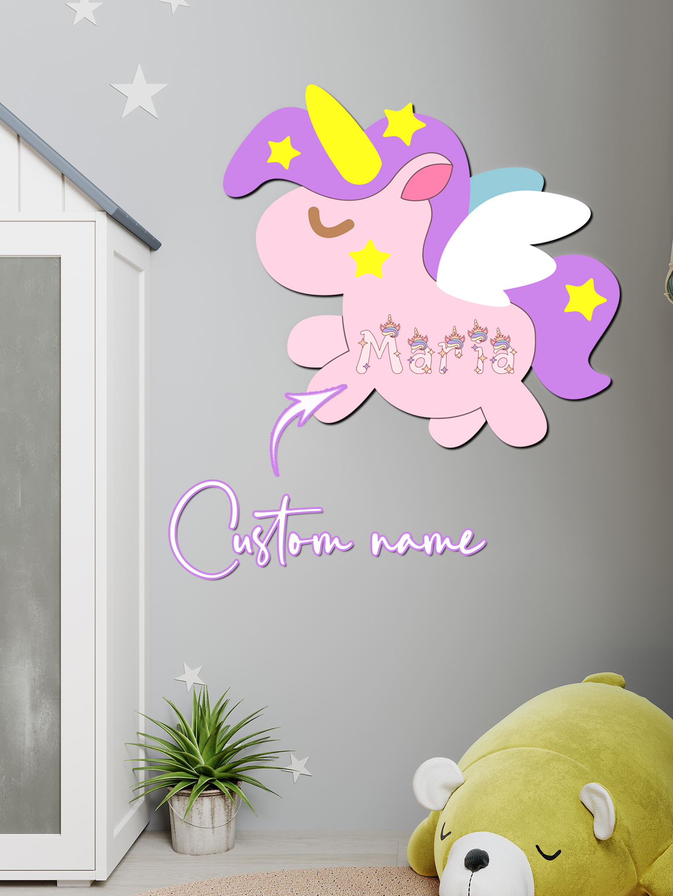 Custom Unicorn Wooden Name Sig - Baby Nursery Name ulasan dan harga