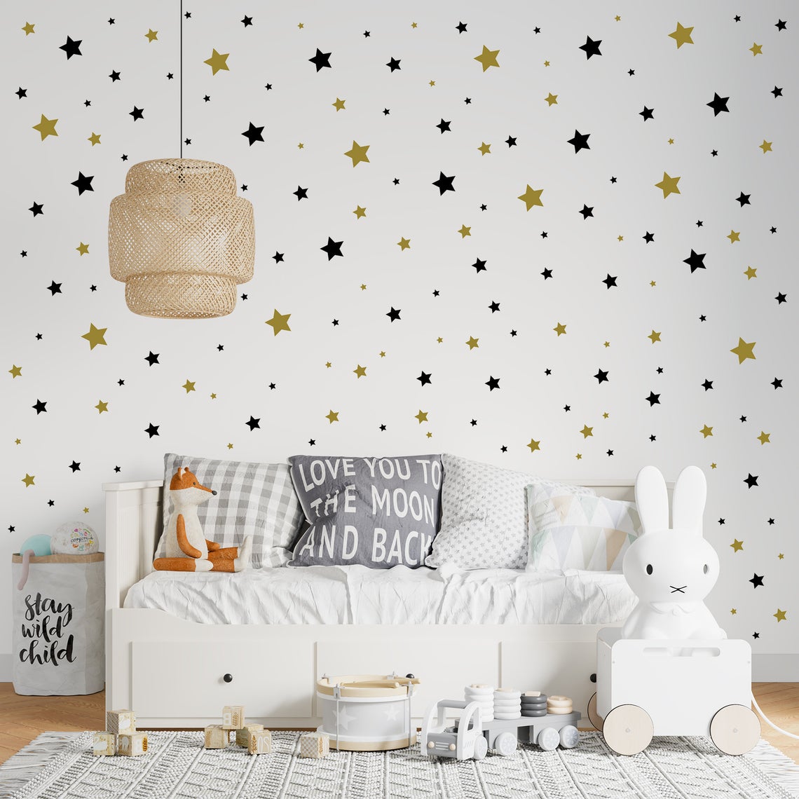 Cartoon 65Pcs Star Wall Sticke - Baby Nursery Wall Stickers ulasan dan harga