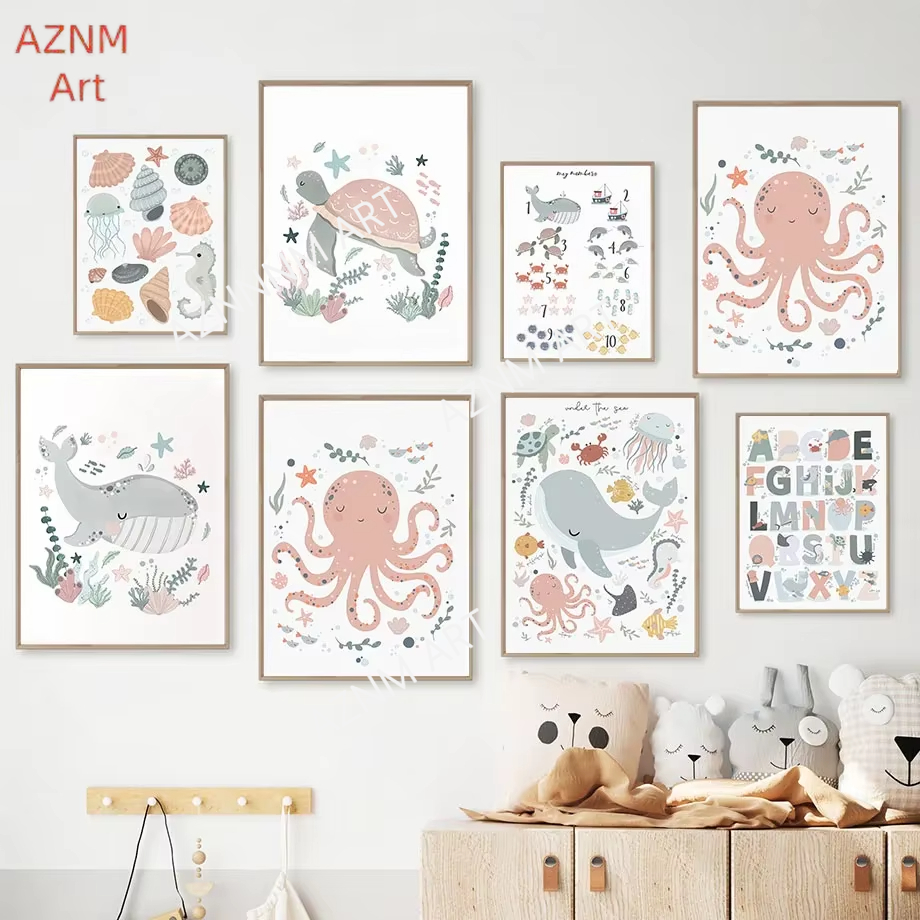 Under the Sea Nursery Wall Art - Baby Nursery Gender Neutral ulasan dan harga