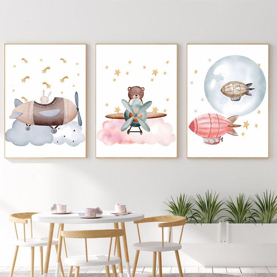 Frameless,Boho Balloon Airplan - Baby Nursery Elephant ulasan dan harga