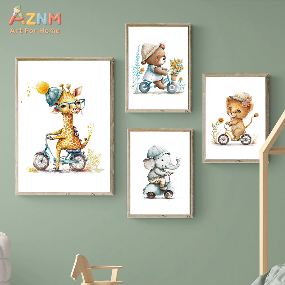 AZNM Watercolor Cute Safari An - Baby Nursery Elephant ulasan dan harga