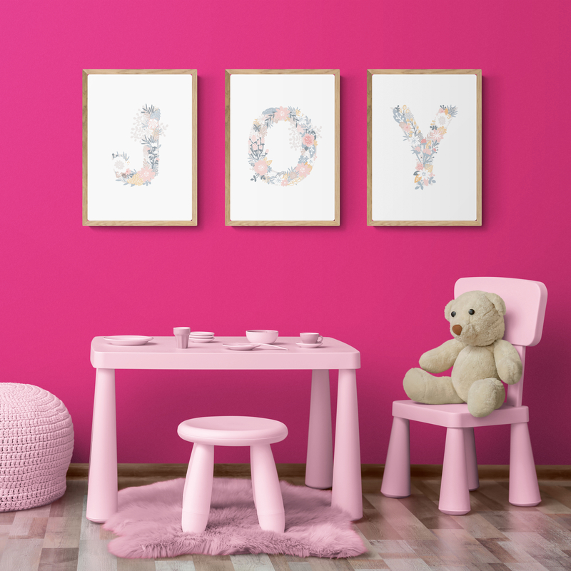 1PC frameless Floral Alphabet  - Baby Nursery Pink ulasan dan harga