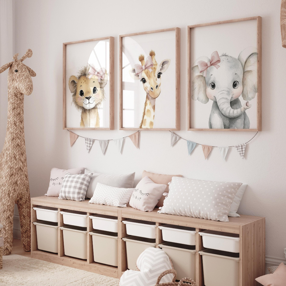 Baby Girl Nursery Wall Art Set - Baby Nursery Elephant ulasan dan harga