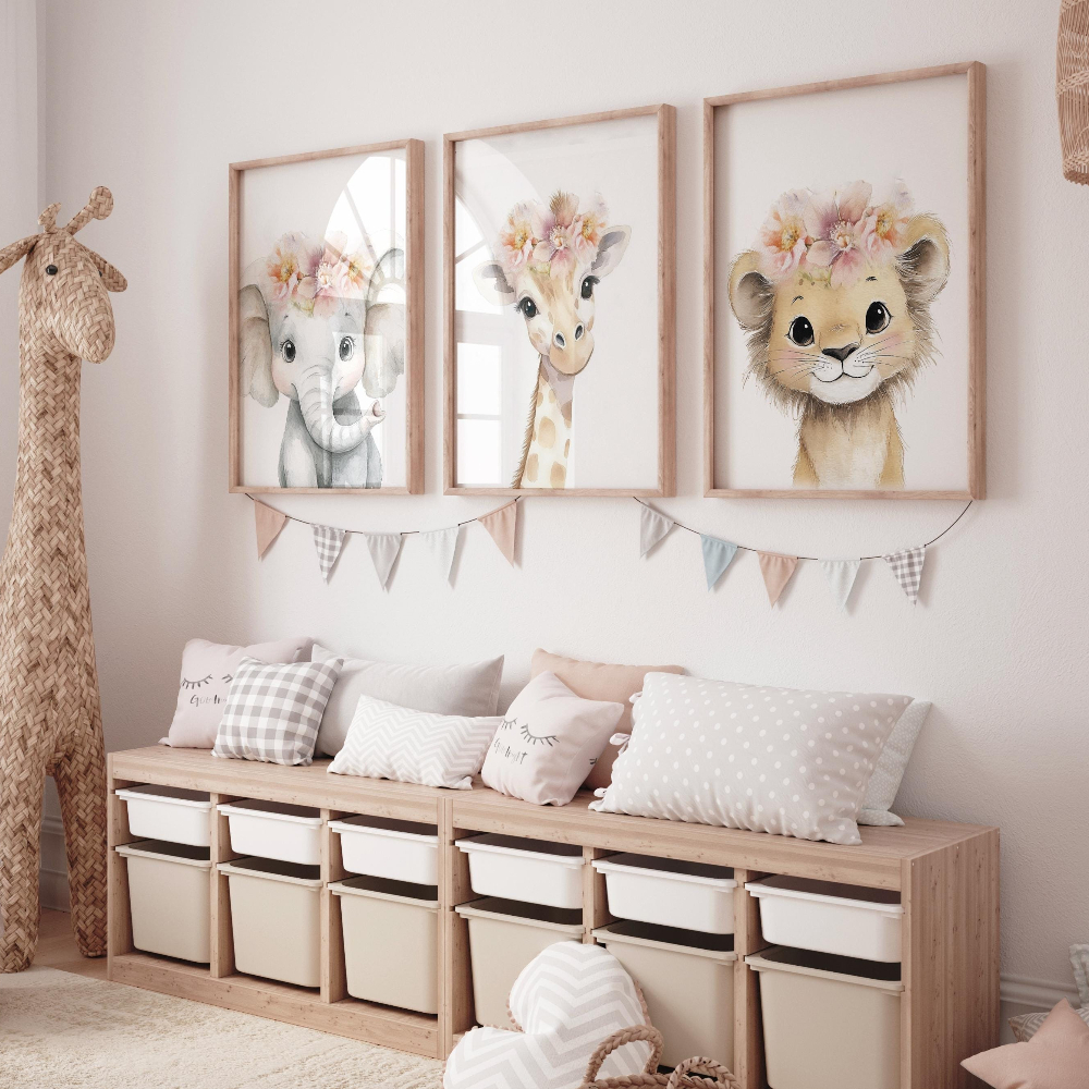 Baby Girl Nursery Wall Art Set - Baby Nursery Elephant ulasan dan harga