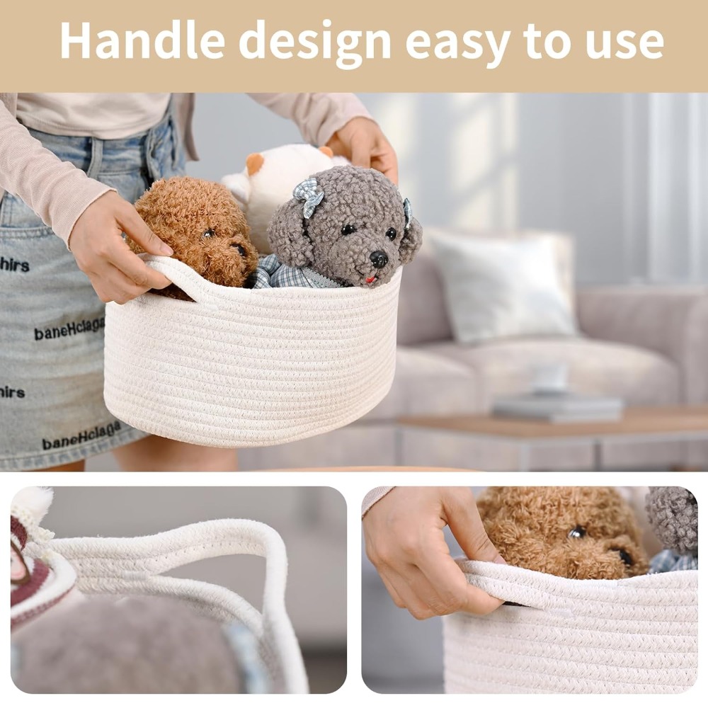 Medium Woven Cotton Rope Baske - Baby Nursery Handles ulasan dan harga