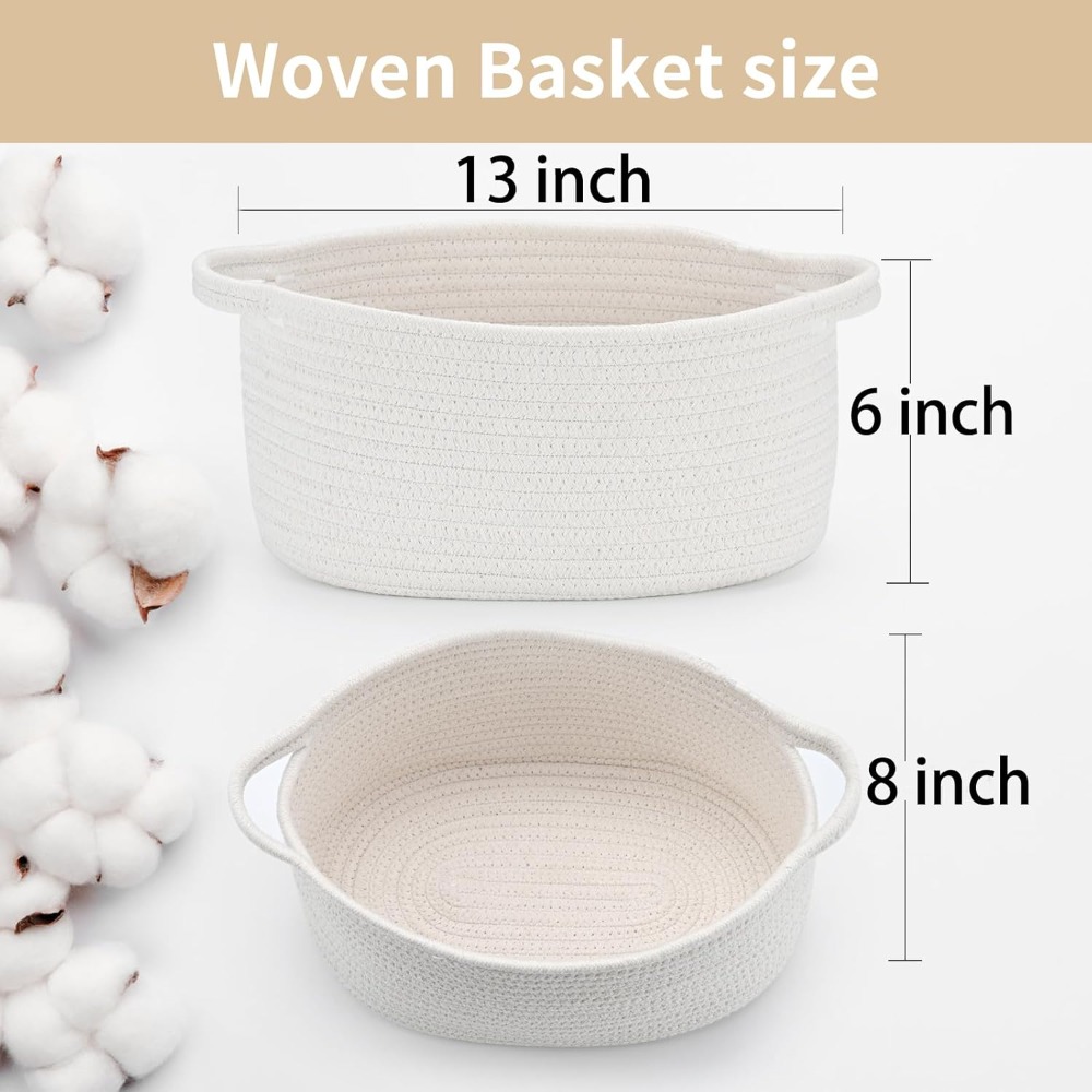 Medium Woven Cotton Rope Baske - Baby Nursery Handles ulasan dan harga