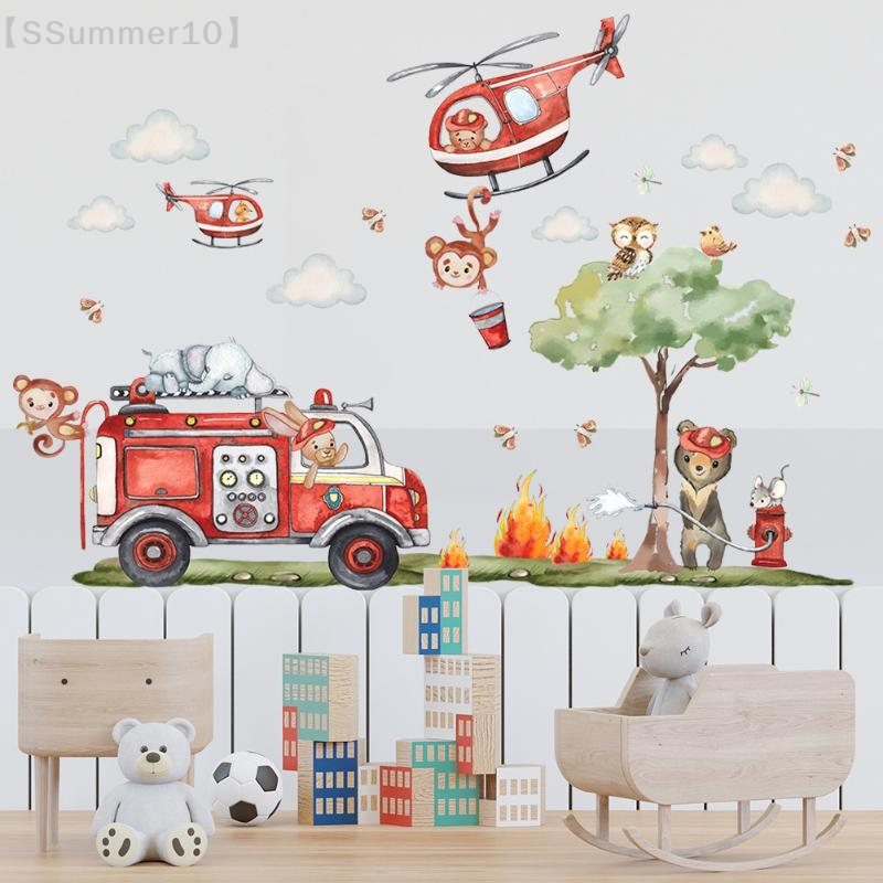 【SSummer10】Cartoon Animal Fire - Baby Nursery Wall Stickers ulasan dan harga
