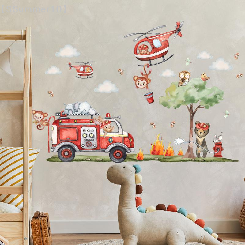 【SSummer10】Cartoon Animal Fire - Baby Nursery Wall Stickers ulasan dan harga