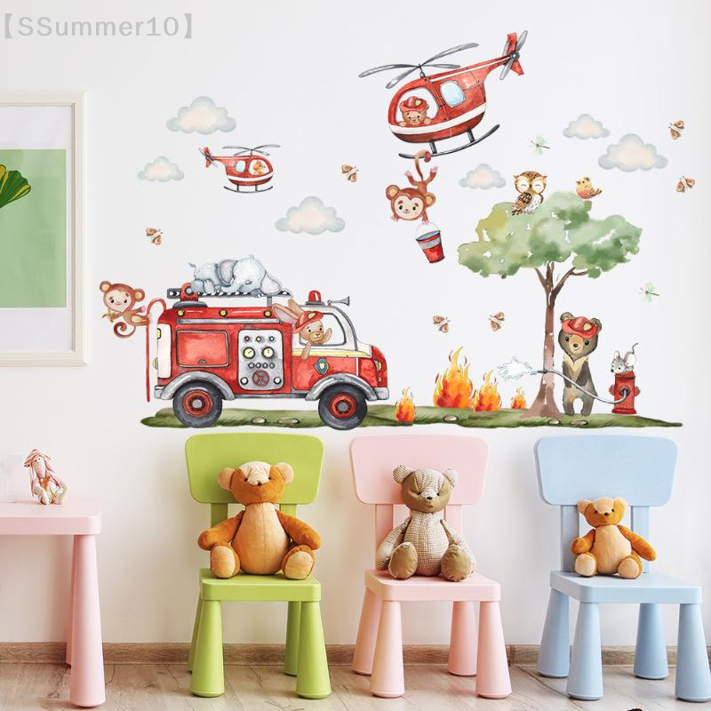 【SSummer10】Cartoon Animal Fire - Baby Nursery Wall Stickers ulasan dan harga