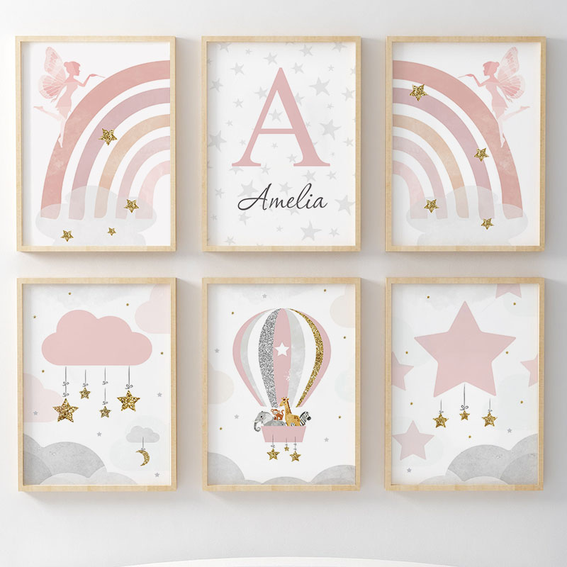 Pink Angel Girl Rainbow Wall A - Baby Nursery Pink ulasan dan harga