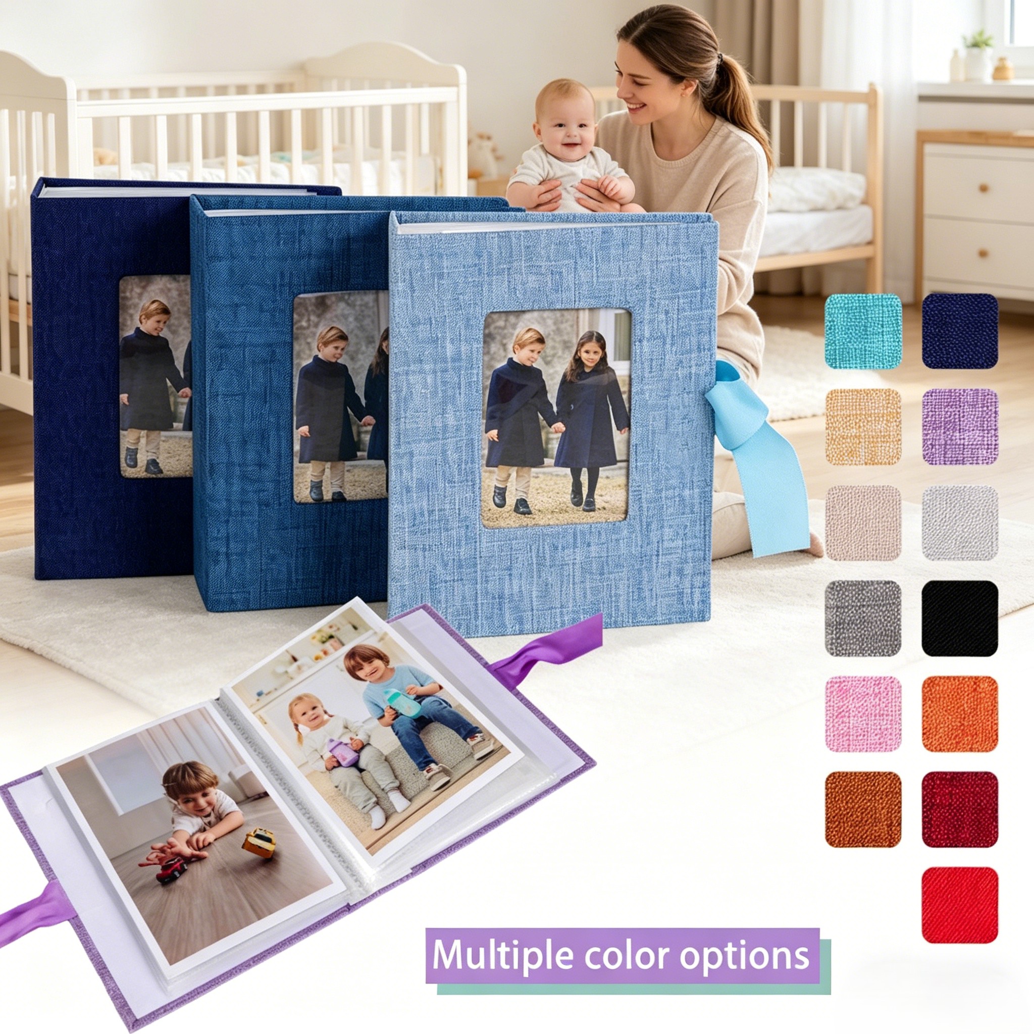 Linen Ribbon Photo Album Book, - Baby Nursery Books ulasan dan harga
