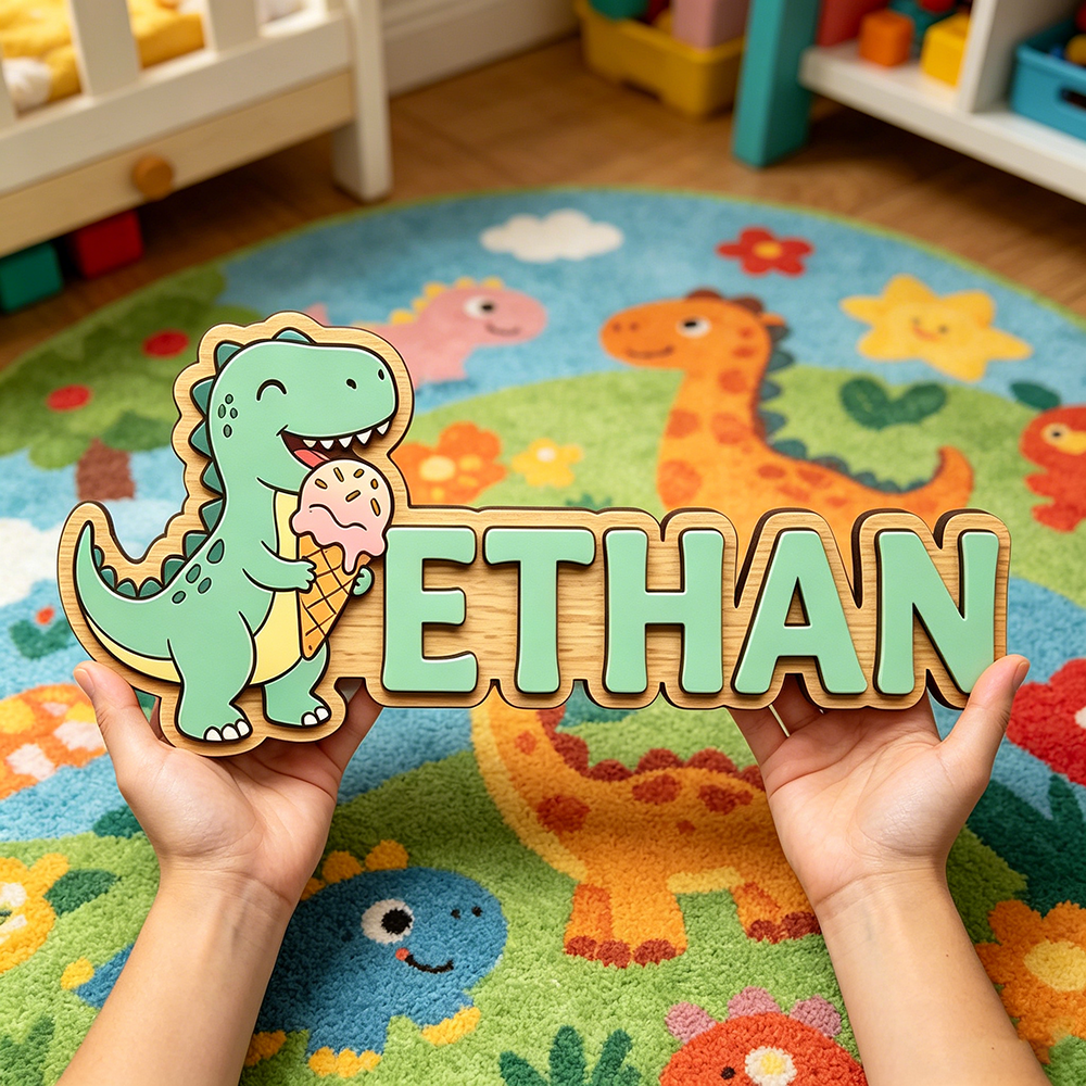 Whimsical Ice Cream Dinosaur C - Baby Nursery Name ulasan dan harga
