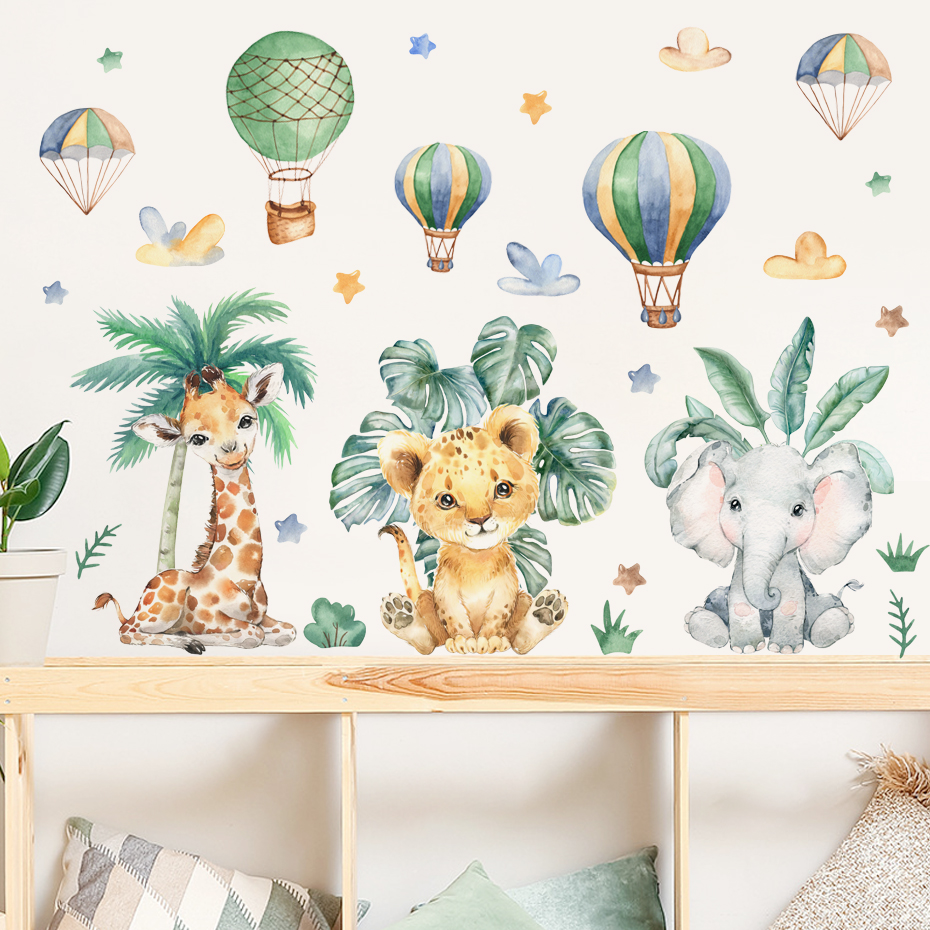 Cartoon Jungle Animals Leaves  - Baby Nursery Elephant ulasan dan harga