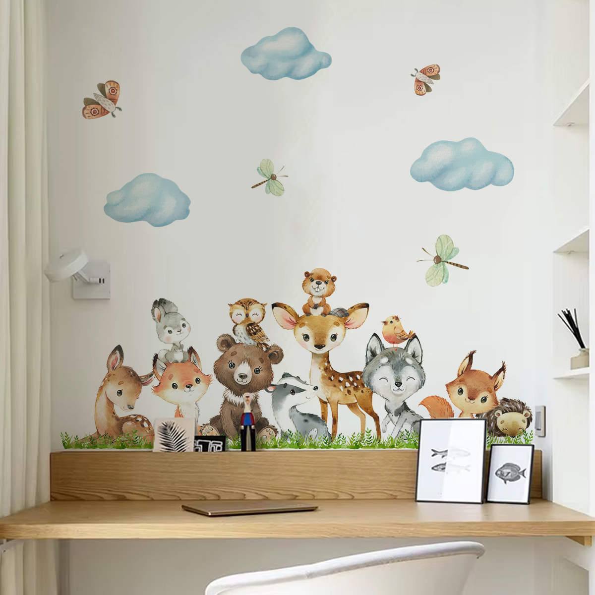 Cartoon Jungle Animals Leaves  - Baby Nursery Elephant ulasan dan harga