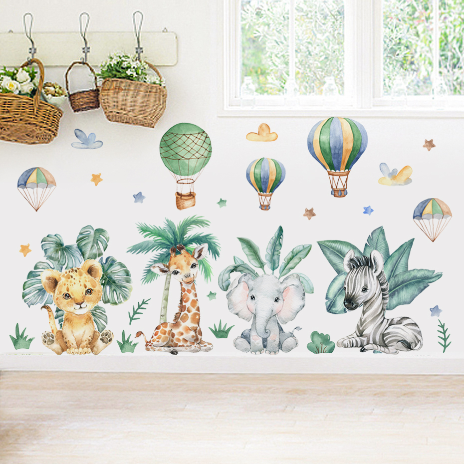 Cartoon Jungle Animals Leaves  - Baby Nursery Elephant ulasan dan harga