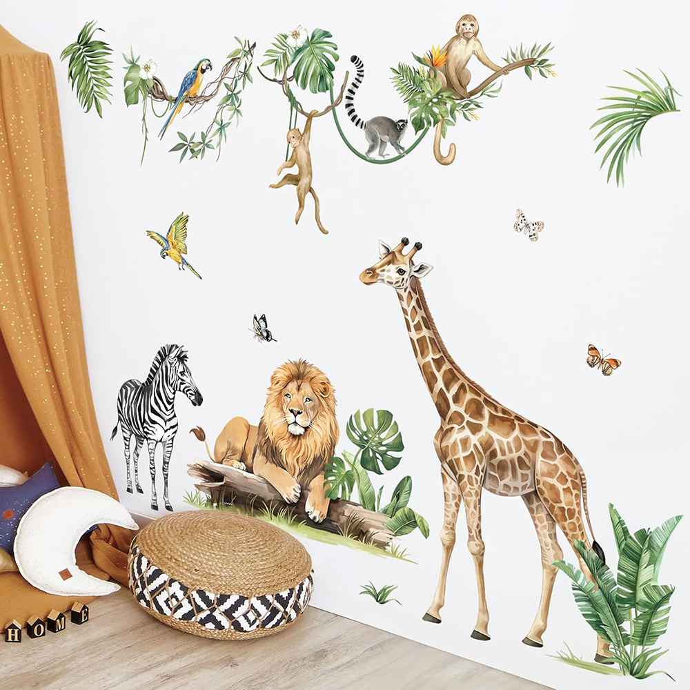 Large Jungle Animal Tropical L - Baby Nursery Wall Stickers ulasan dan harga