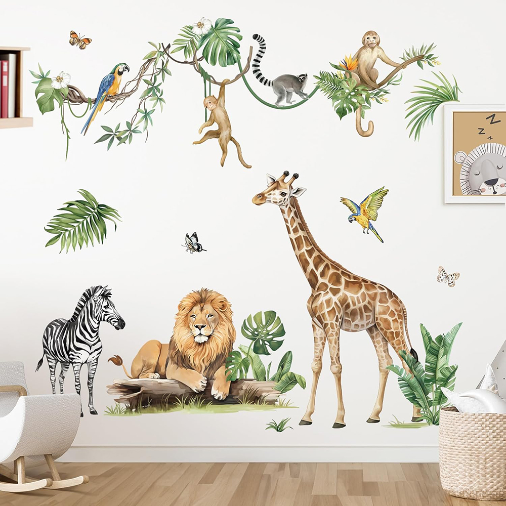 Large Jungle Animal Tropical L - Baby Nursery Wall Stickers ulasan dan harga