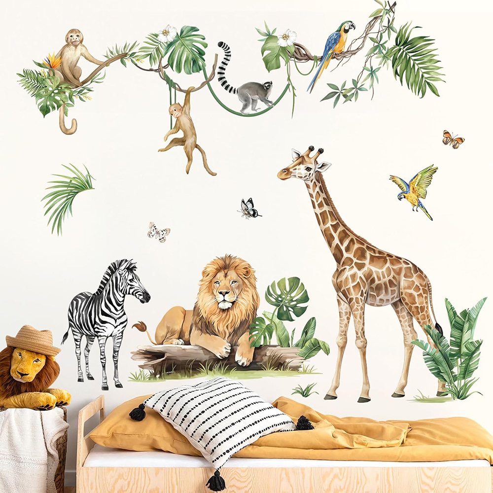 Large Jungle Animal Tropical L - Baby Nursery Wall Stickers ulasan dan harga