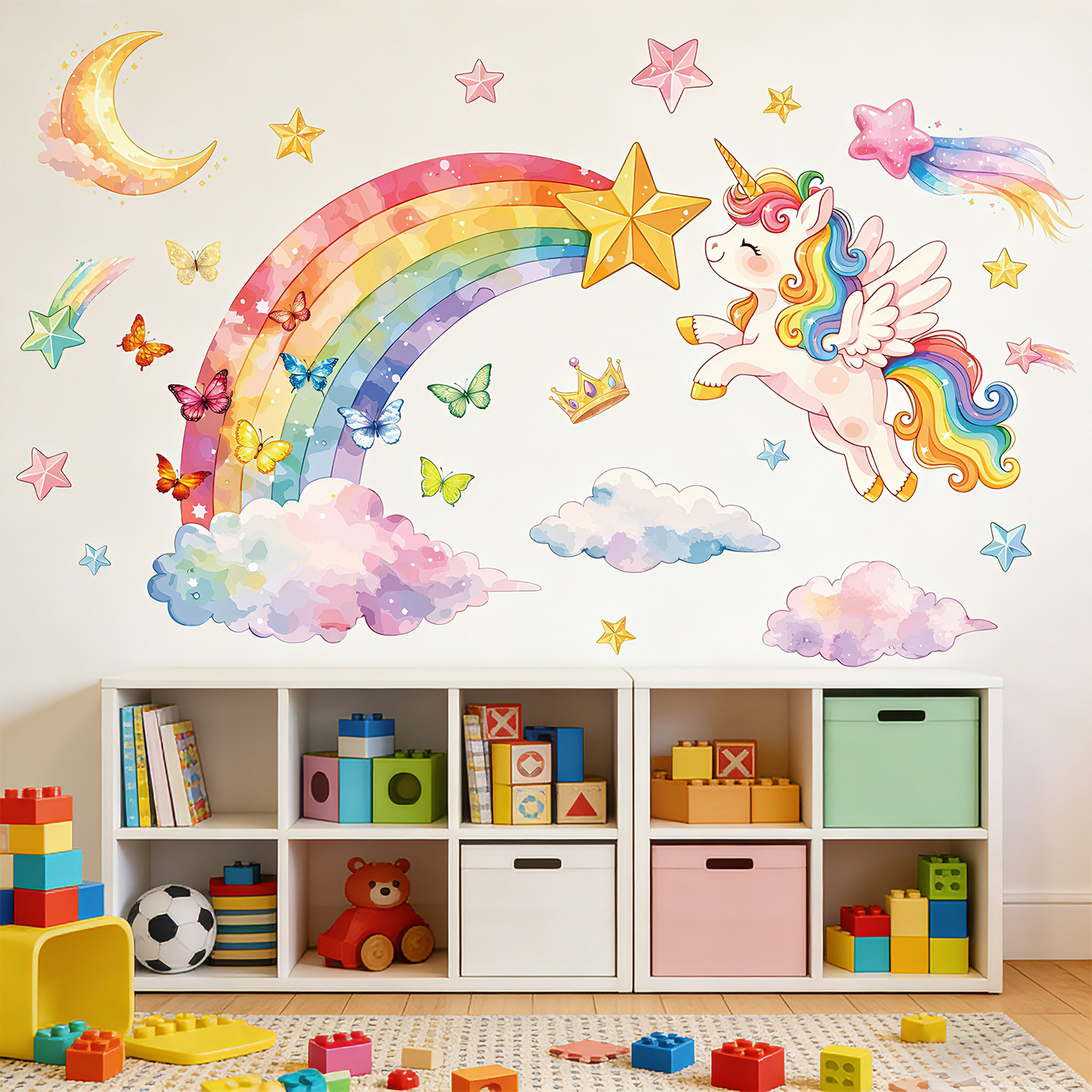 Unicorn Rainbow Butterfly Wall - Baby Nursery Stickers ulasan dan harga