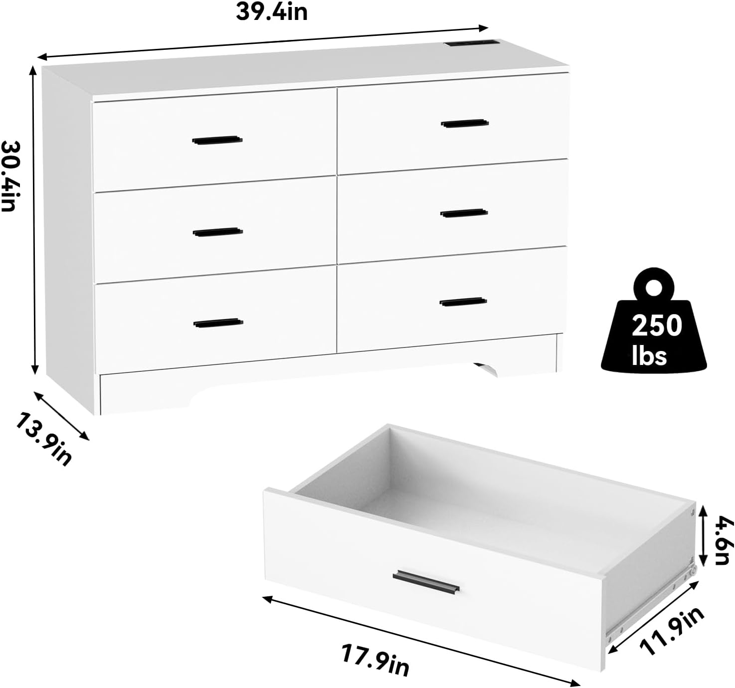 Dresser with Power Outlets Woo - Drawer Dresser White ulasan dan harga