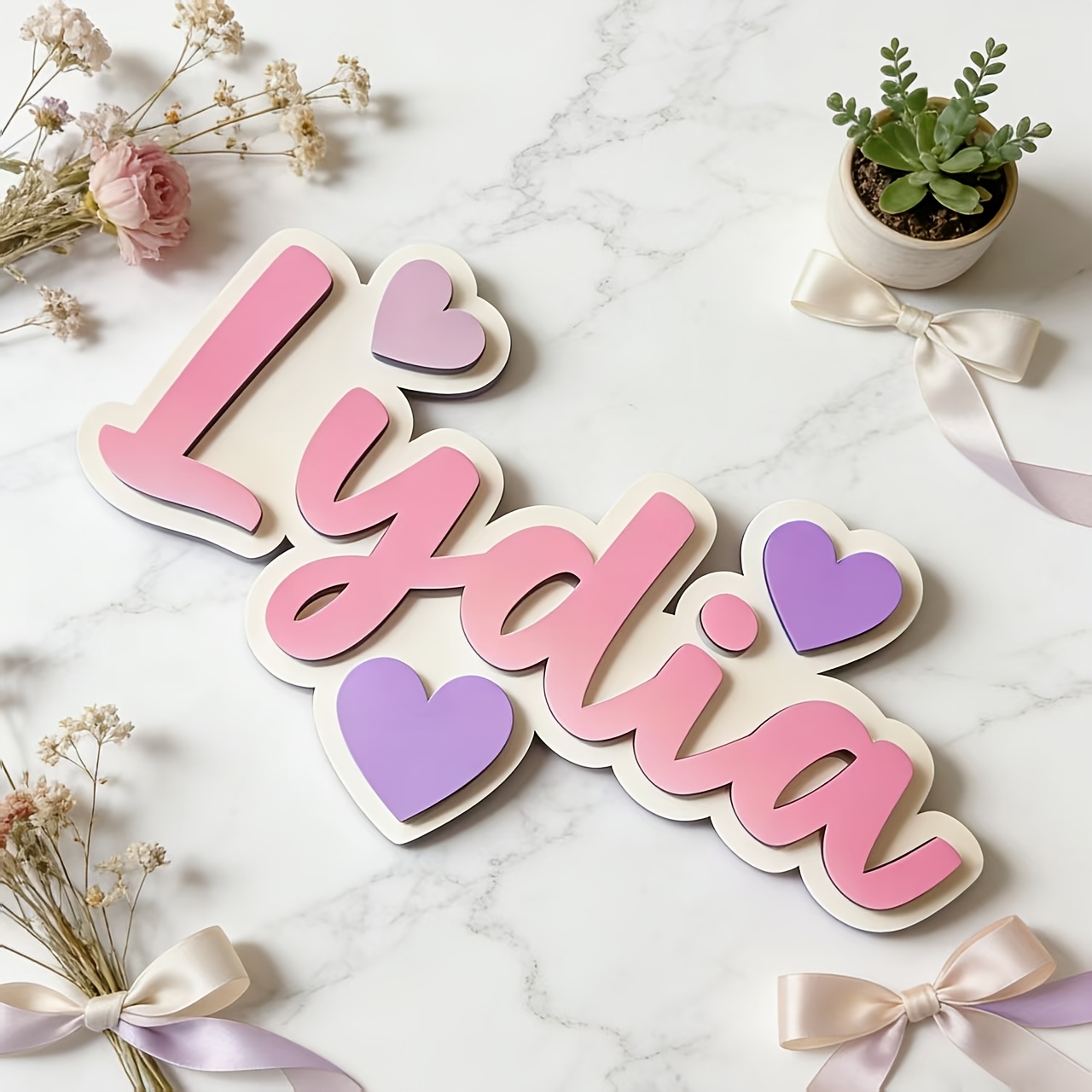 Personalized Gradient Heart Na - Baby Nursery Name ulasan dan harga