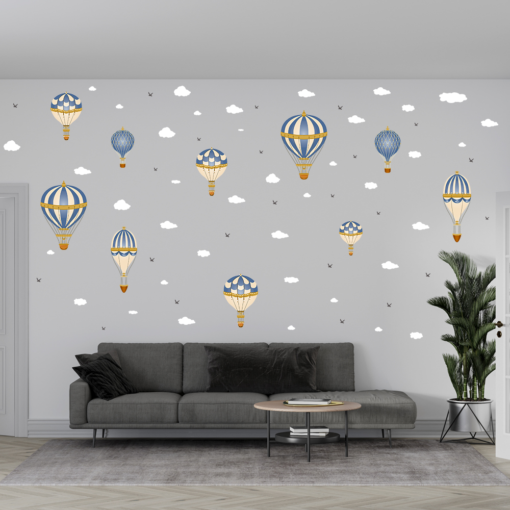 Cartoon Hot Air Balloon Clouds - Baby Nursery Wall Stickers ulasan dan harga