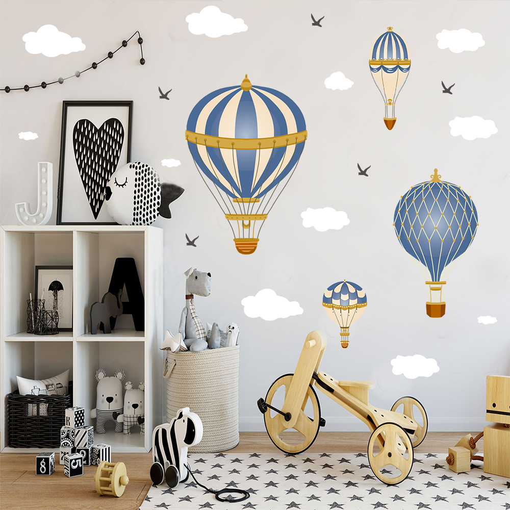 Cartoon Hot Air Balloon Clouds - Baby Nursery Wall Stickers ulasan dan harga