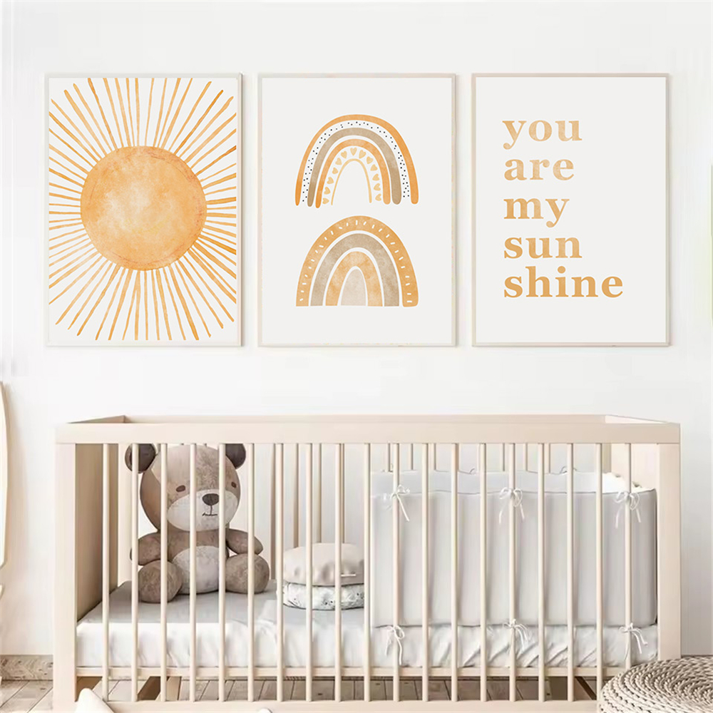 Boho Rainbow Sun Posters Abstr - Baby Nursery You Are My Sunshine ulasan dan harga
