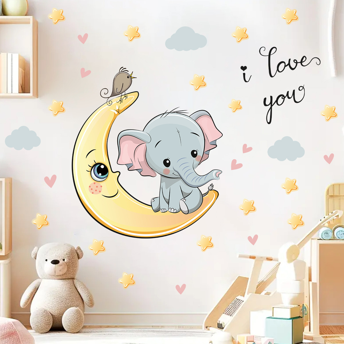 Cartoon Moon Good Night Elepha - Baby Nursery Elephant ulasan dan harga