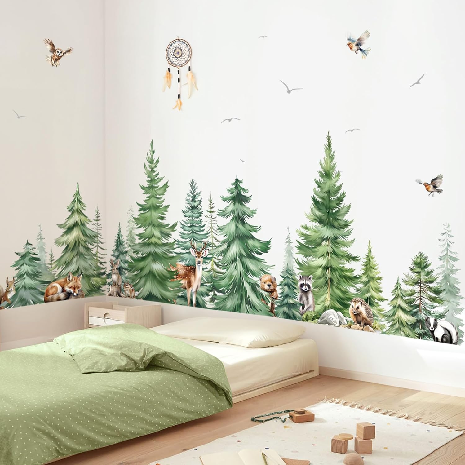 Large Watercolor Pine Tree Ani - Baby Nursery Wall Stickers ulasan dan harga
