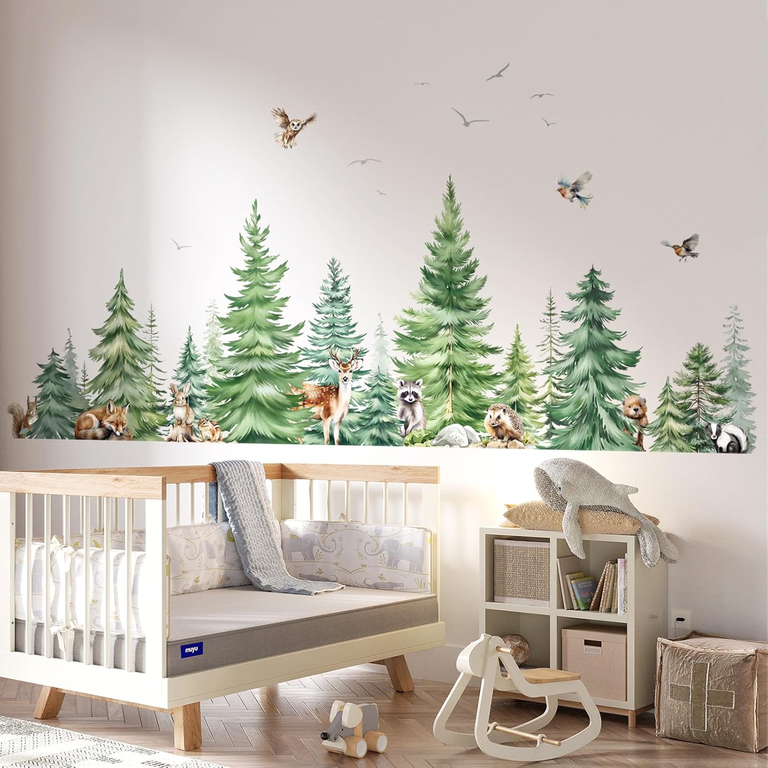 Large Watercolor Pine Tree Ani - Baby Nursery Wall Stickers ulasan dan harga