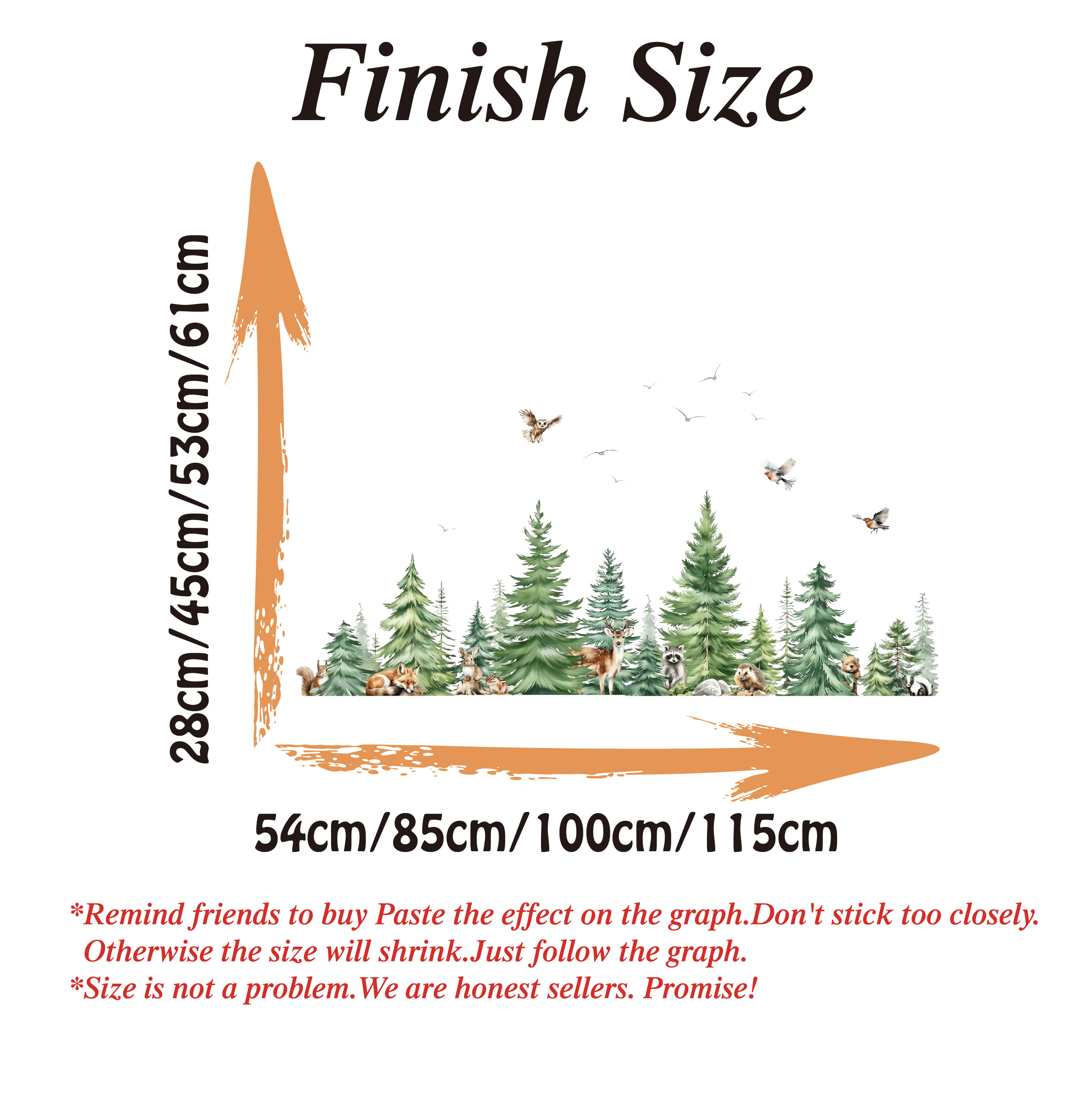 Large Watercolor Pine Tree Ani - Baby Nursery Wall Stickers ulasan dan harga