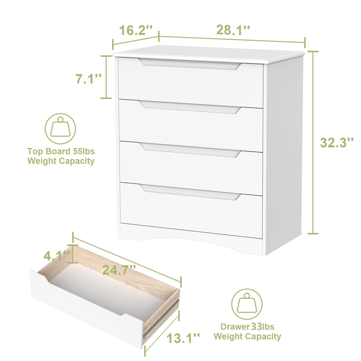 4 Drawer Dresser Bedroom Anti- - Drawer Dresser White ulasan dan harga