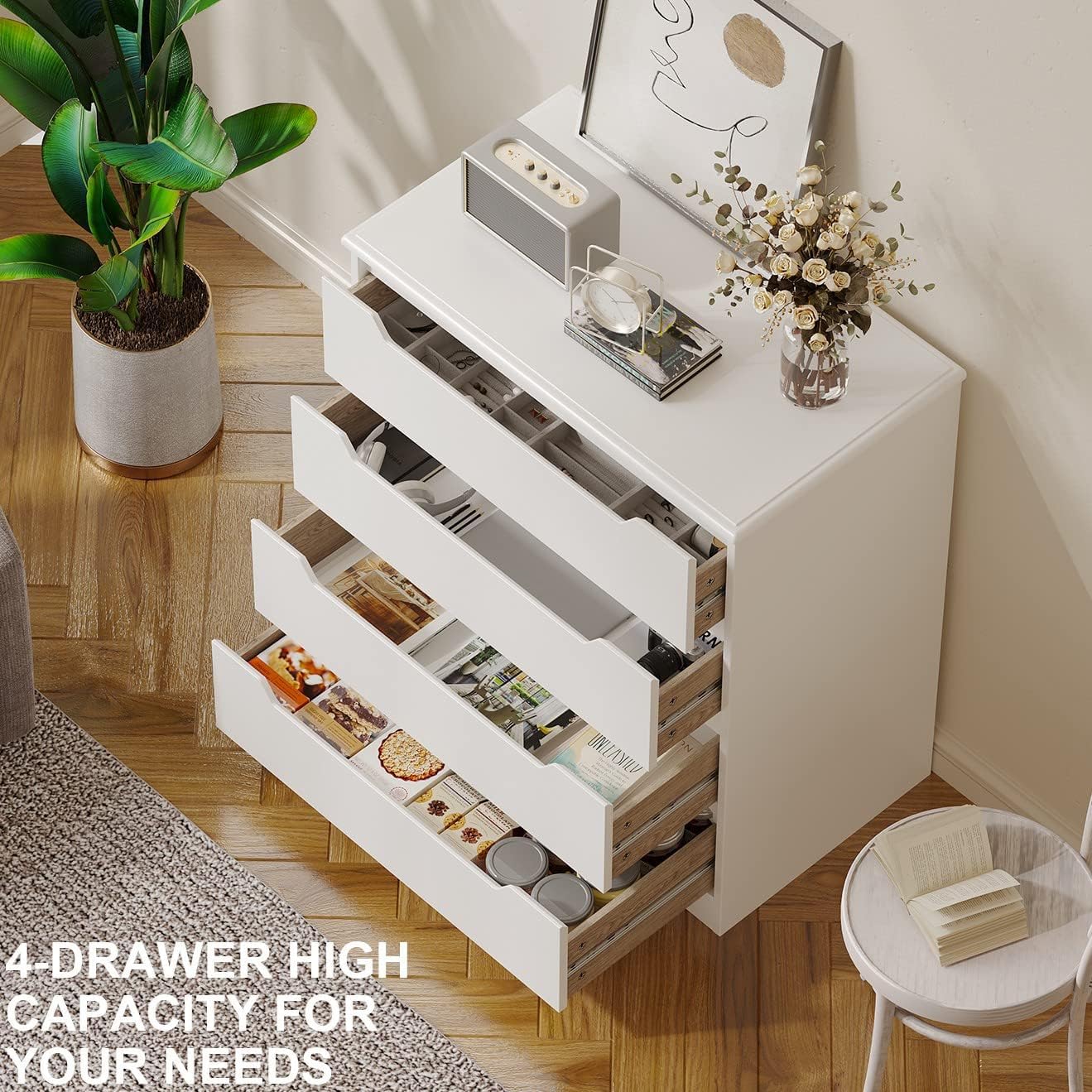 4 Drawer Dresser Bedroom Anti- - Drawer Dresser White ulasan dan harga