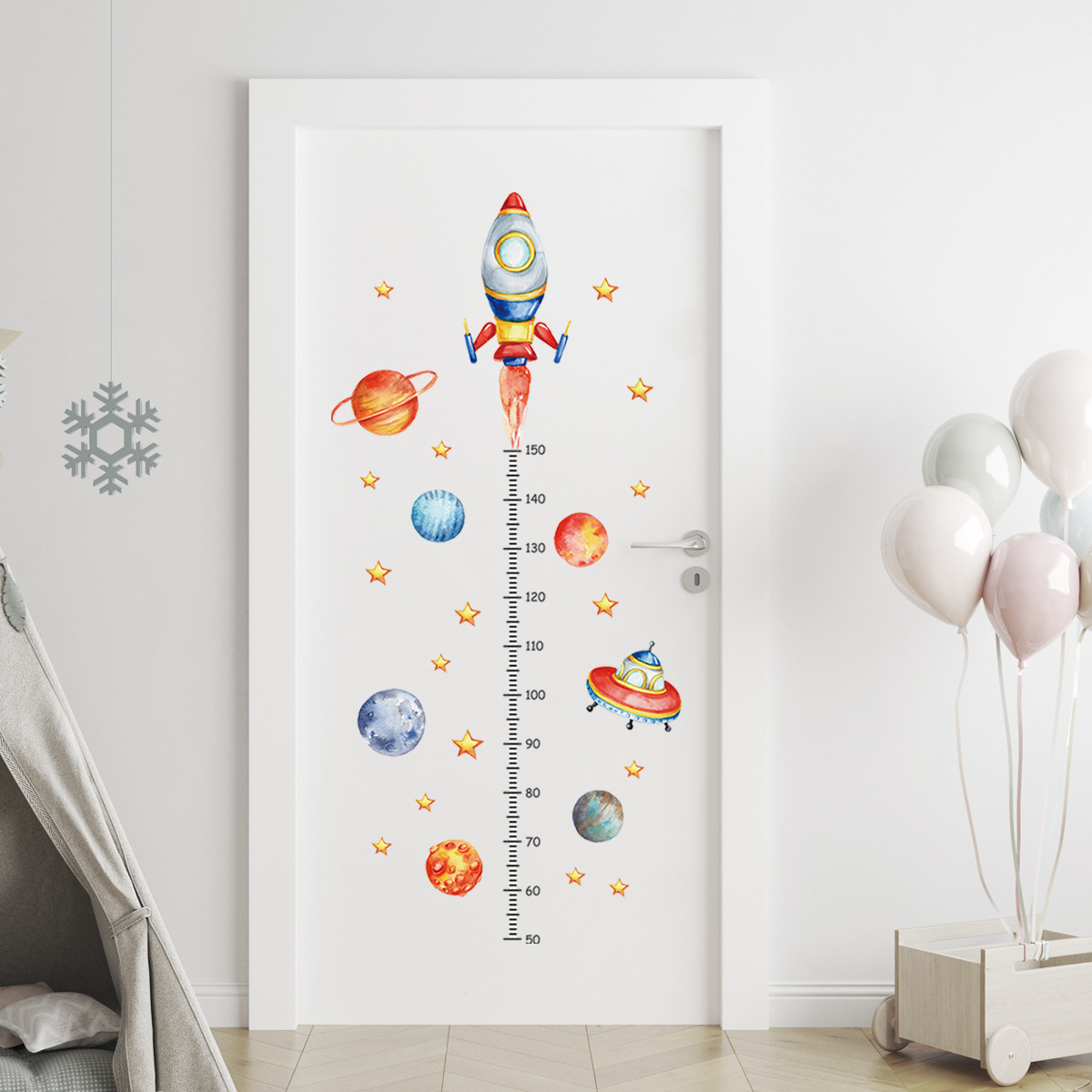 Cartoon Planet Rocket Height M - Baby Nursery Stickers ulasan dan harga