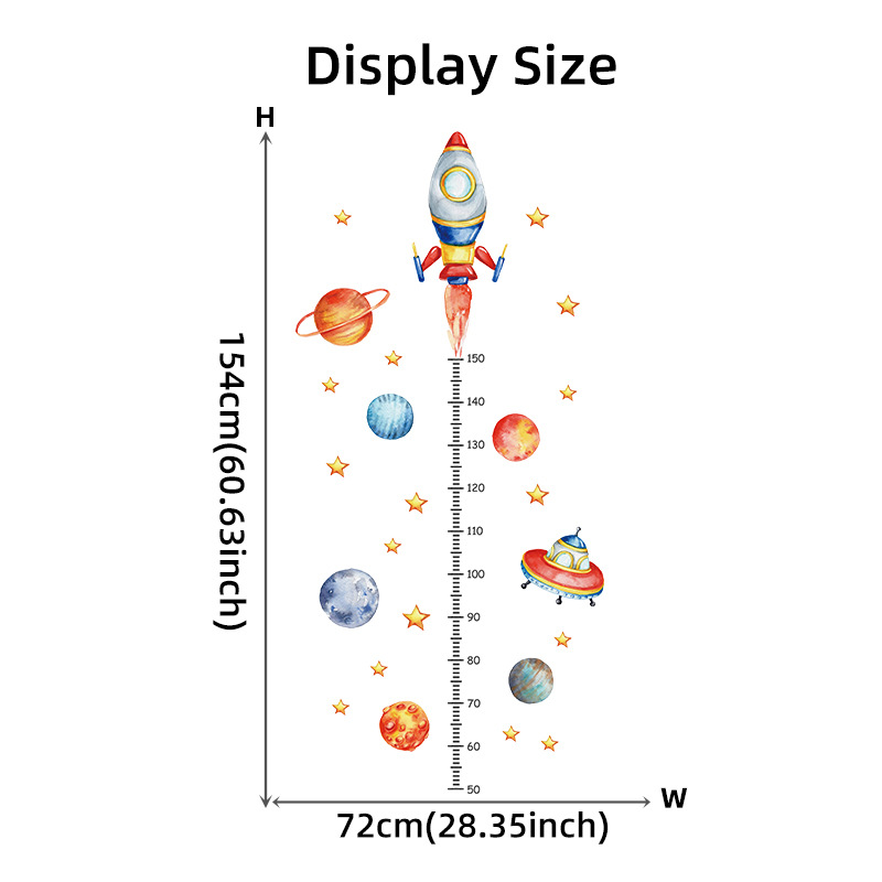 Cartoon Planet Rocket Height M - Baby Nursery Stickers ulasan dan harga