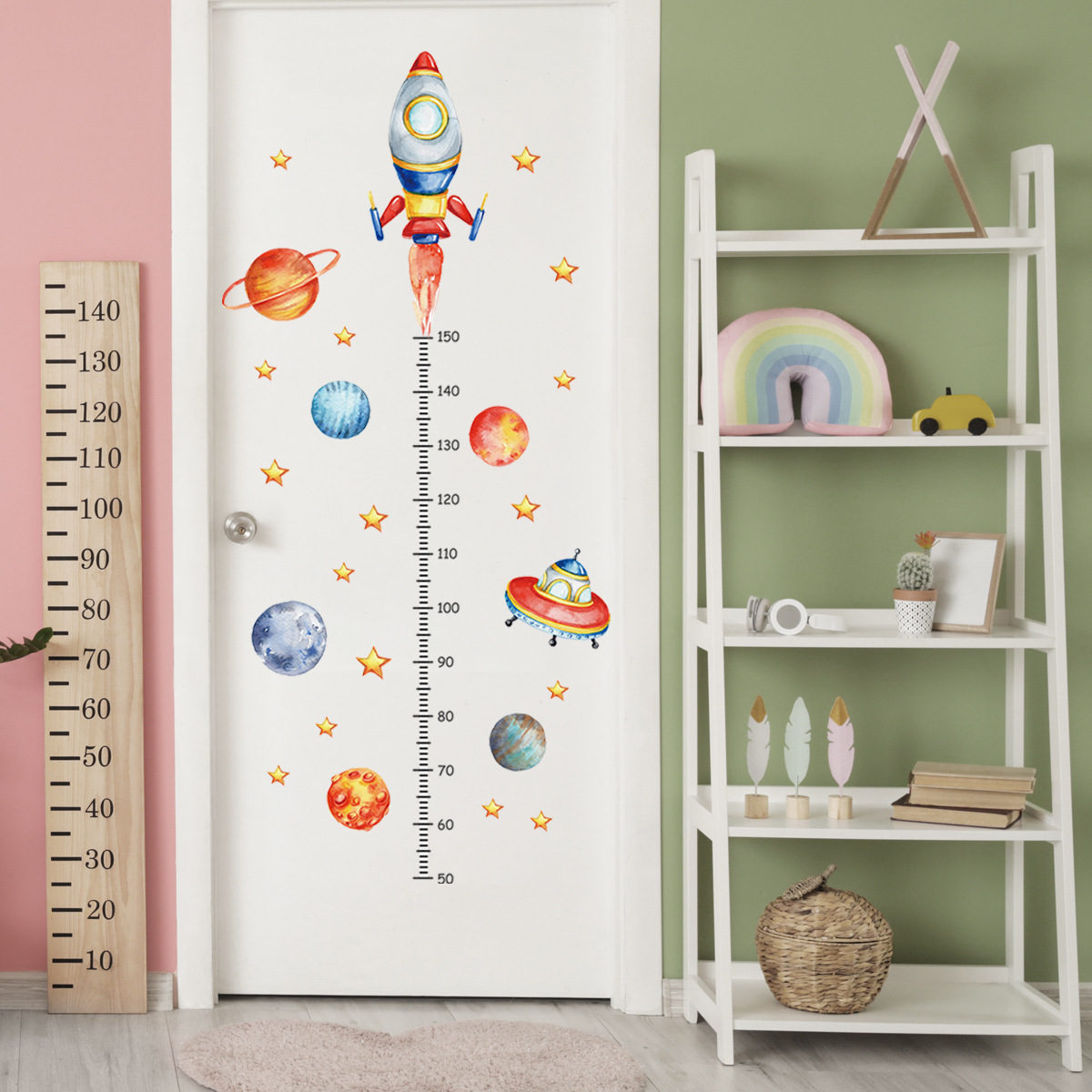 Cartoon Planet Rocket Height M - Baby Nursery Stickers ulasan dan harga