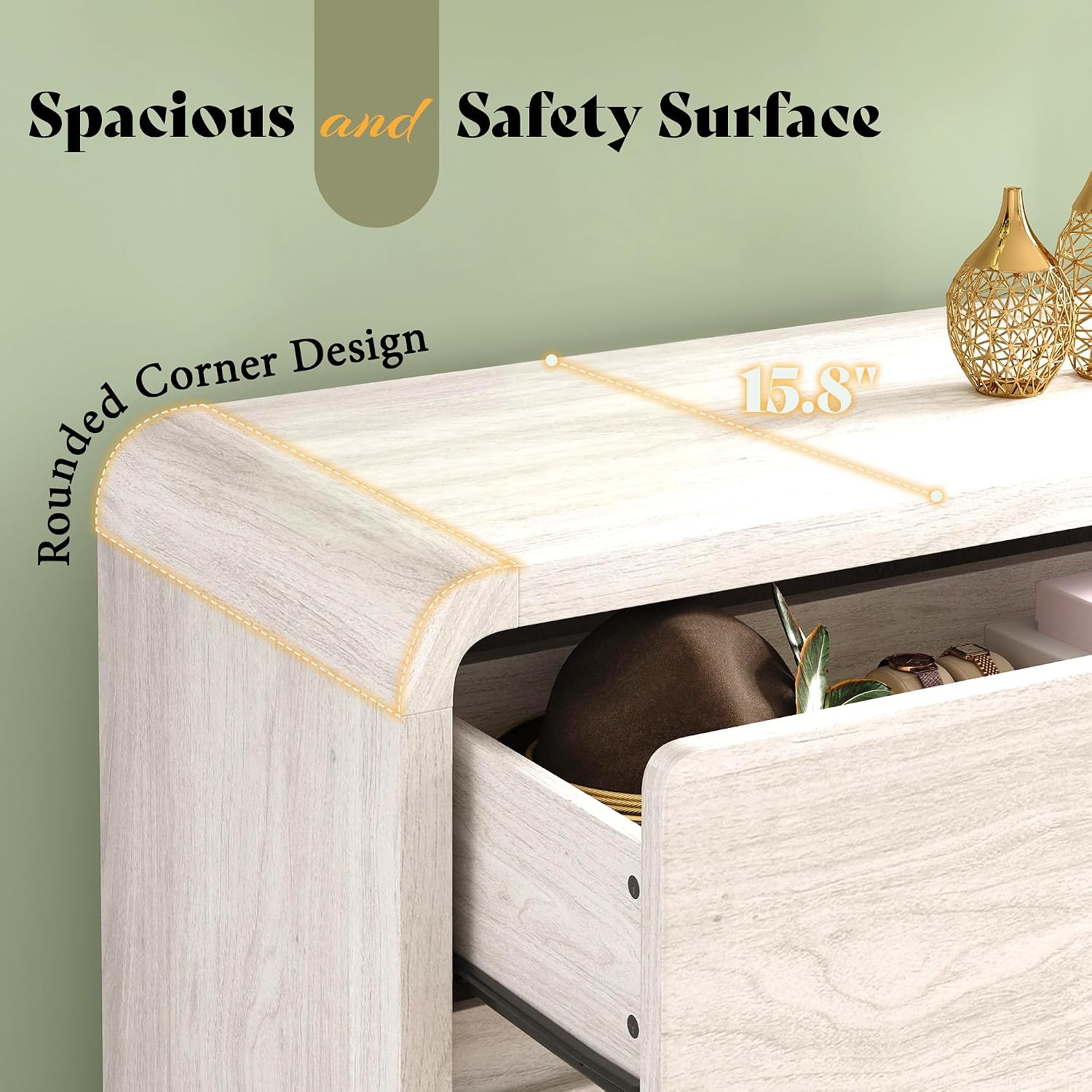 AMERLIFE Modern 3-Piece Bedroo - Drawer Dresser White ulasan dan harga
